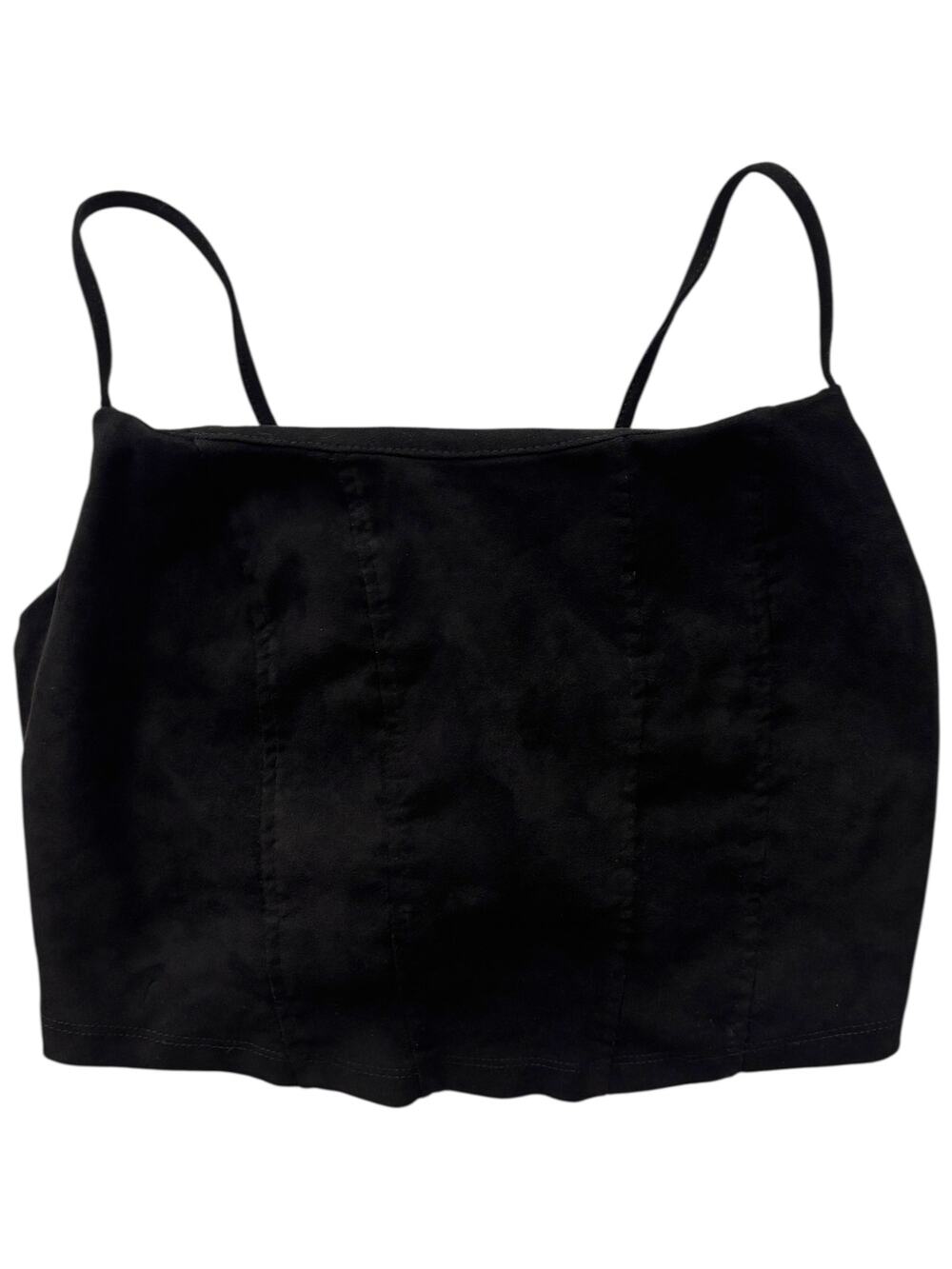 Unbranded XS Y2K Lace-Up Corset Crop Cami Black Slim